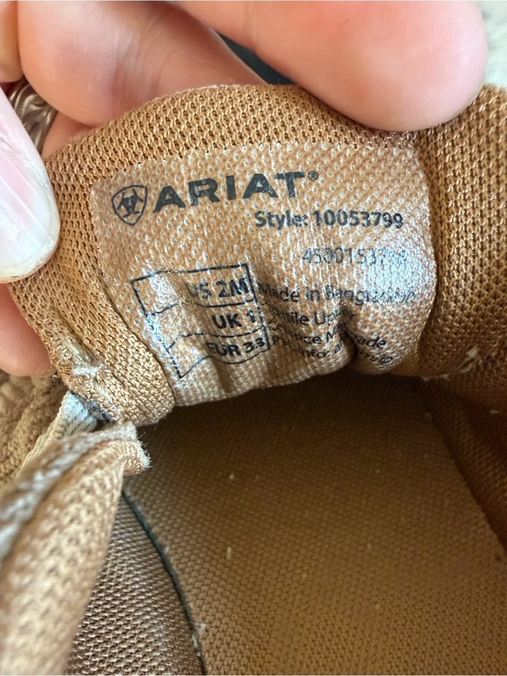 Ariat Kids Corduroy Slip-On Loafers in Light Brown with White Laces